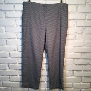 LOFT High Waist Pant 14 Petite Elastic Waist Houndstooth Gray Blue NWT